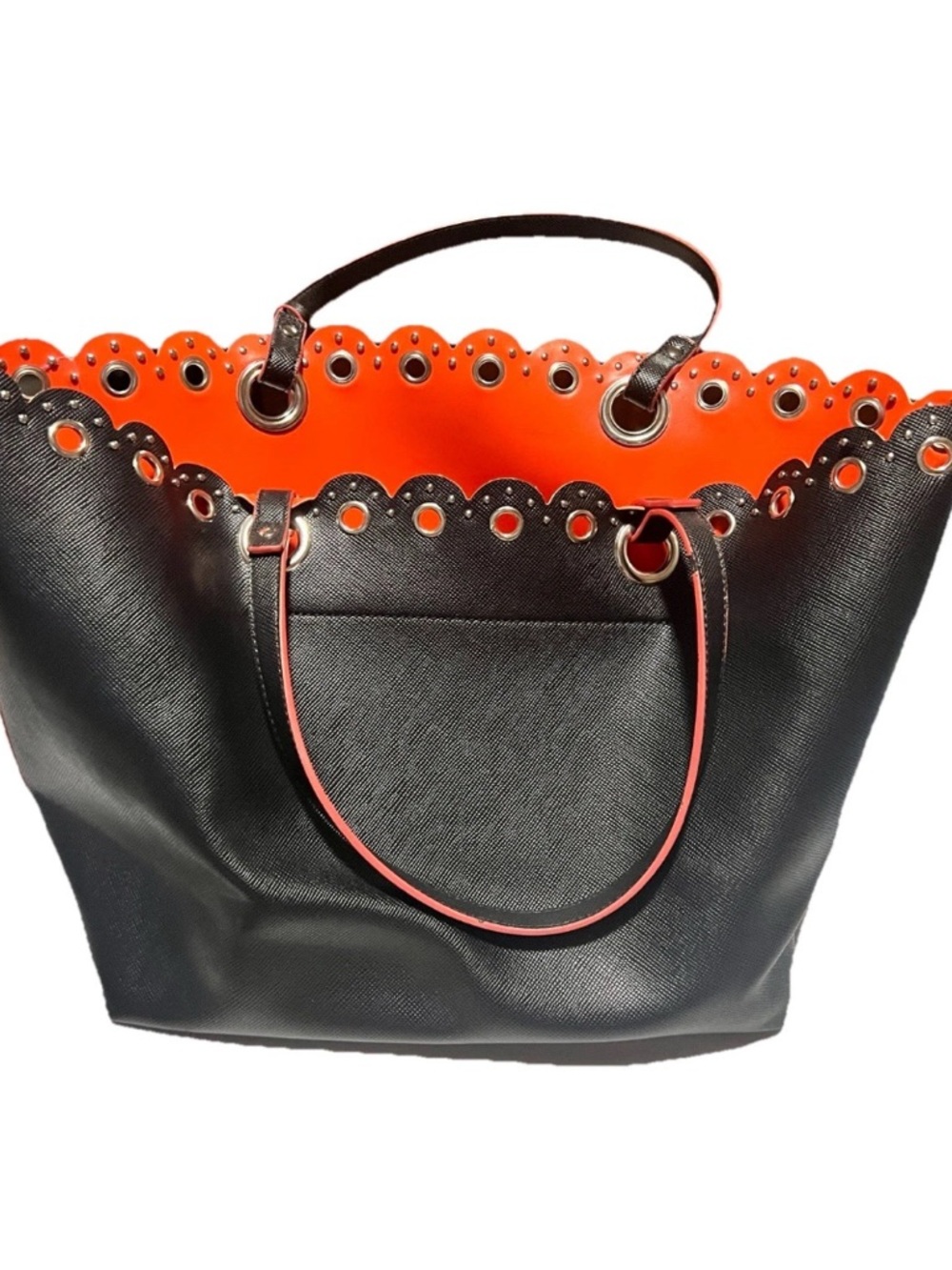 Black and Orange‎ Scalloped Tote Bag with Eyelet Detail
Nine West